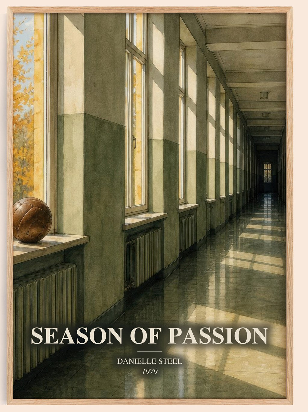 Season Of Passion watercolour book poster by Danielle Steel – framed literary art print