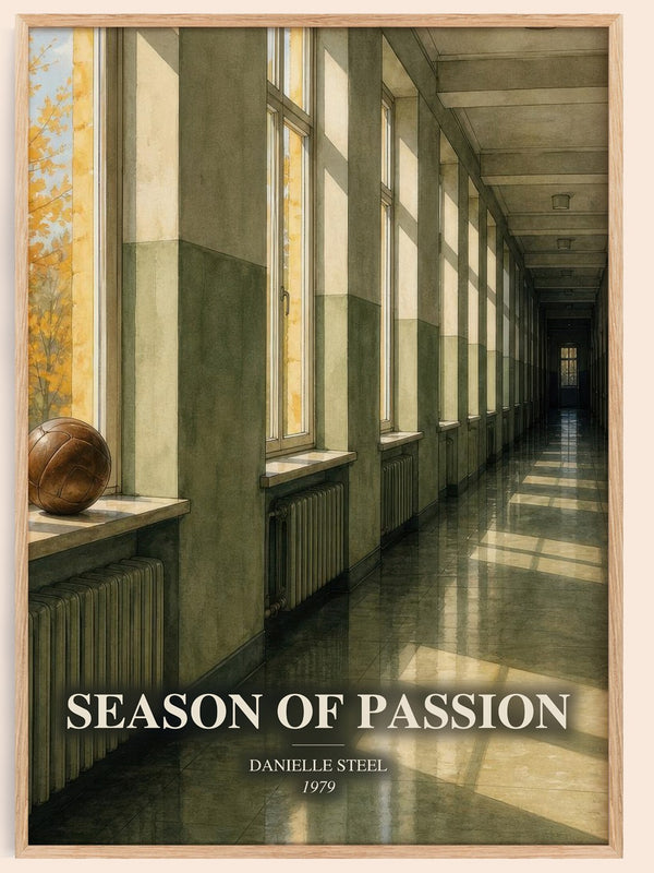 Season Of Passion watercolour book poster by Danielle Steel – framed literary art print