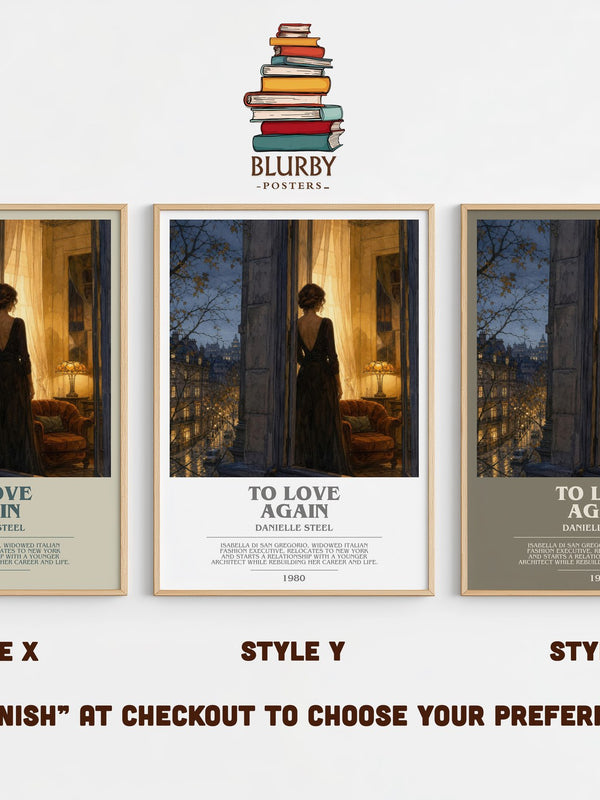 To Love Again bookish print in frame leaning in hallway – contemporary fiction wall art