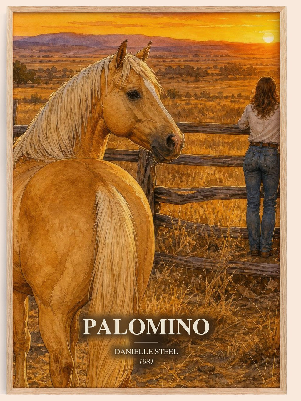 Palomino watercolour book poster by Danielle Steel – framed literary art print