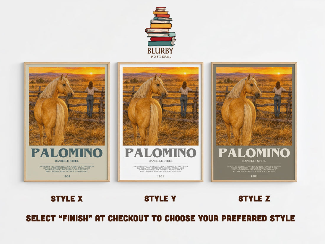 Palomino bookish print in frame leaning in hallway – romance wall art (mockup)