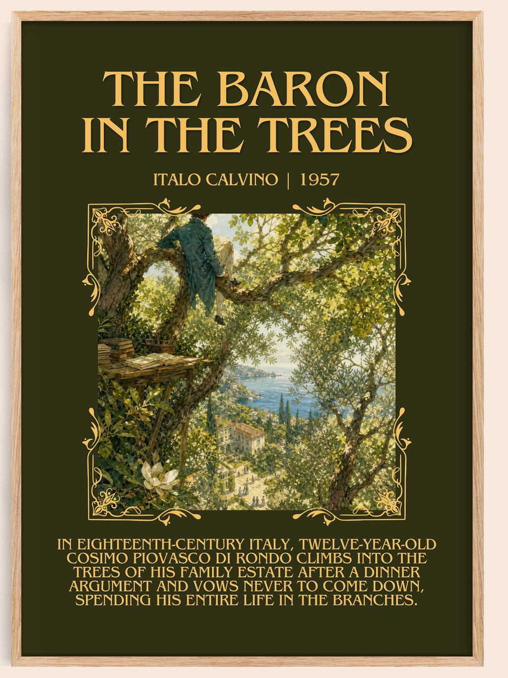The Baron in the Trees Minimalist Book Poster by Italo Calvino – book poster