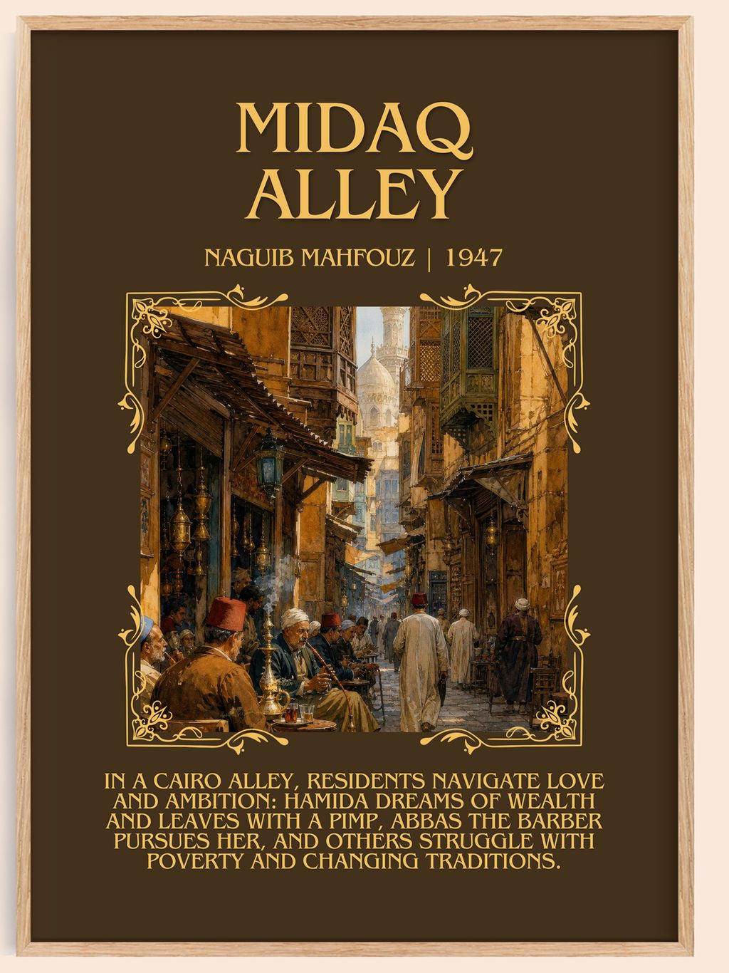 Midaq Alley Minimalist Book Poster by Naguib Mahfouz – book poster