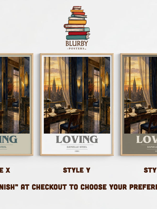 Loving book cover print in frame leaning in hallway – romance wall art
