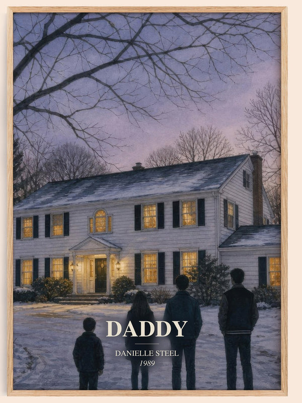 Daddy watercolour book poster by Danielle Steel – framed literary art print