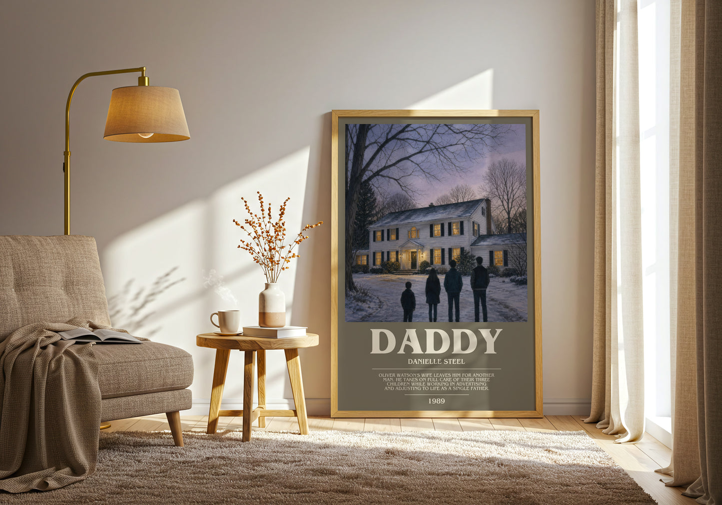 Daddy bookish print on bookshelf – Danielle Steel fan gift