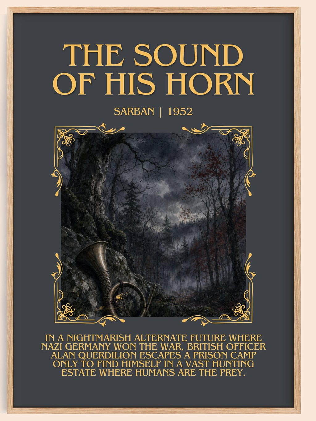 The Sound Of His Horn Minimalist Book Poster by Sarban – book poster