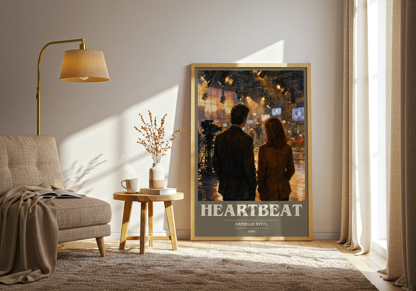 Heartbeat book cover print on bookshelf – Danielle Steel fan gift