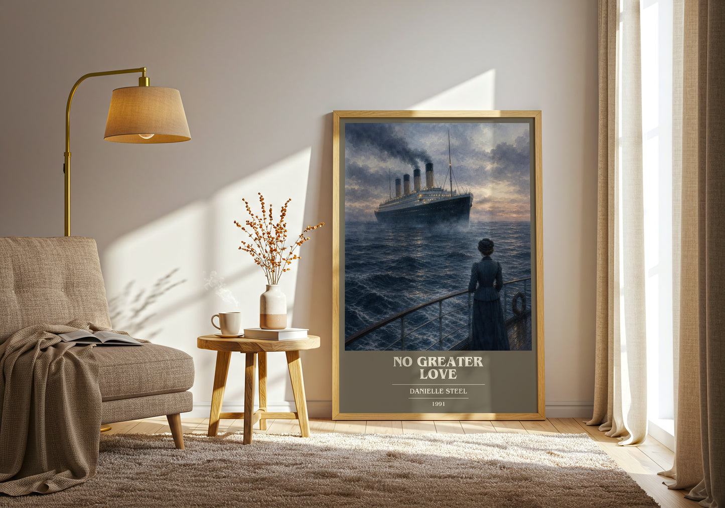 No Greater Love book cover print on bookshelf – Danielle Steel fan gift
