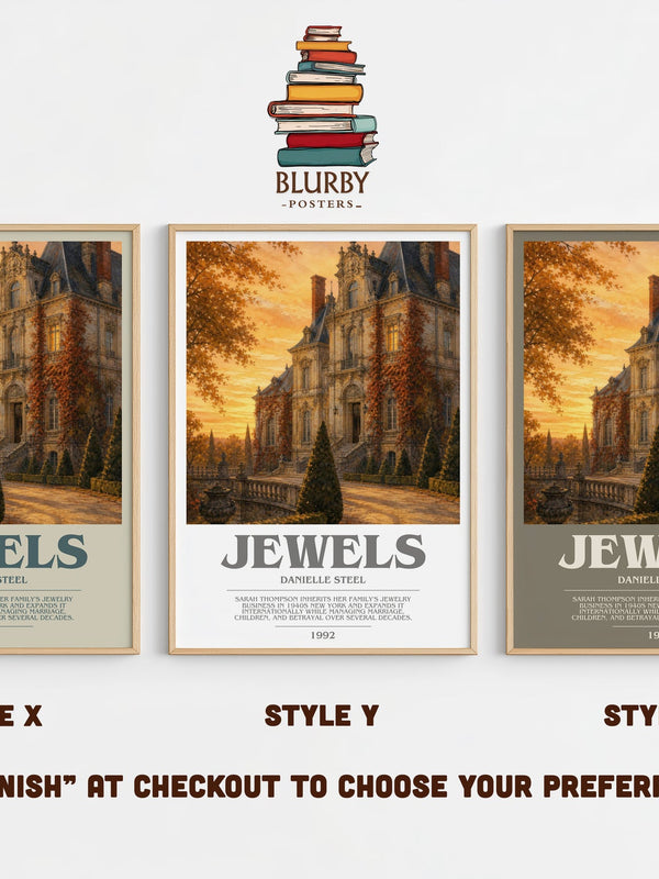 Jewels bookish print in frame leaning in hallway – historical fiction wall art