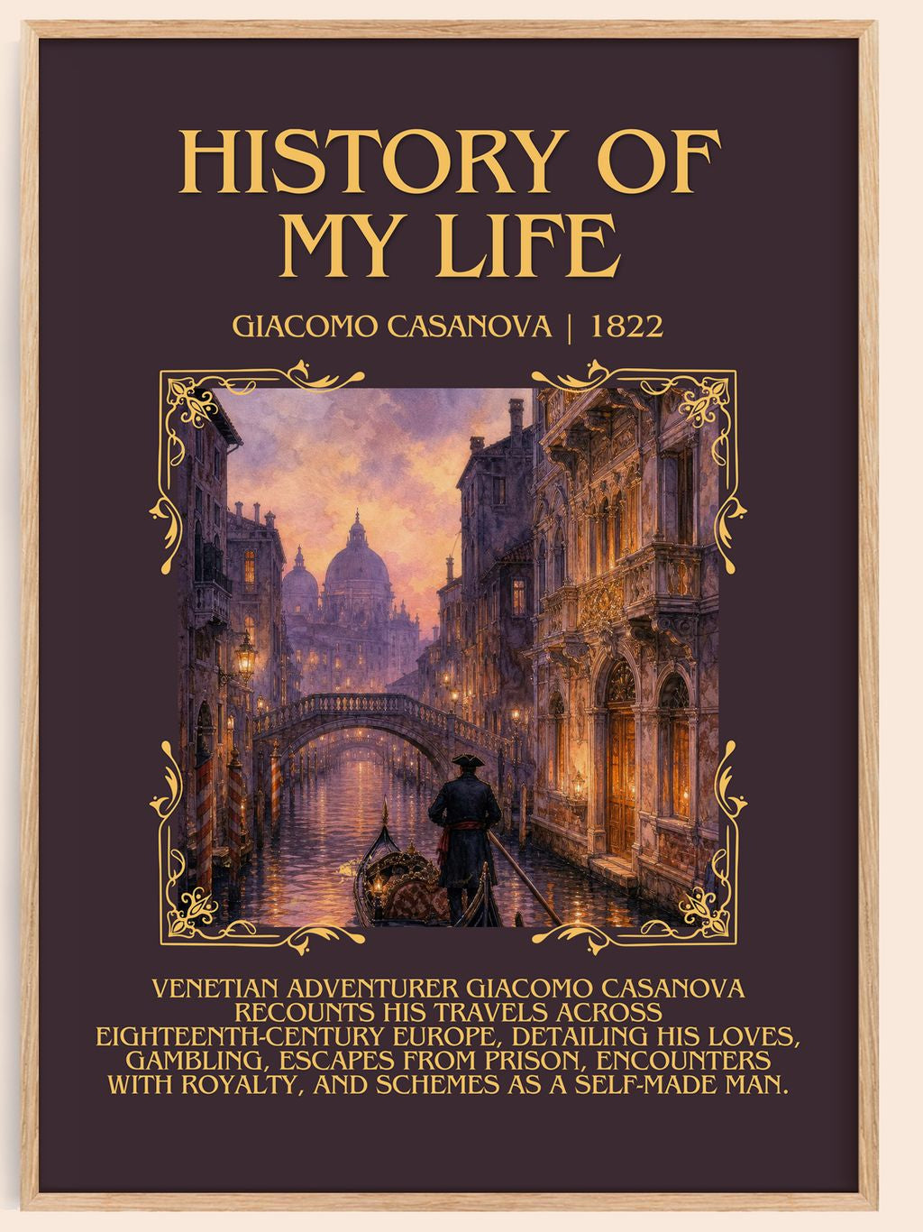 History of My Life Minimalist Book Poster by Giacomo Casanova – book poster