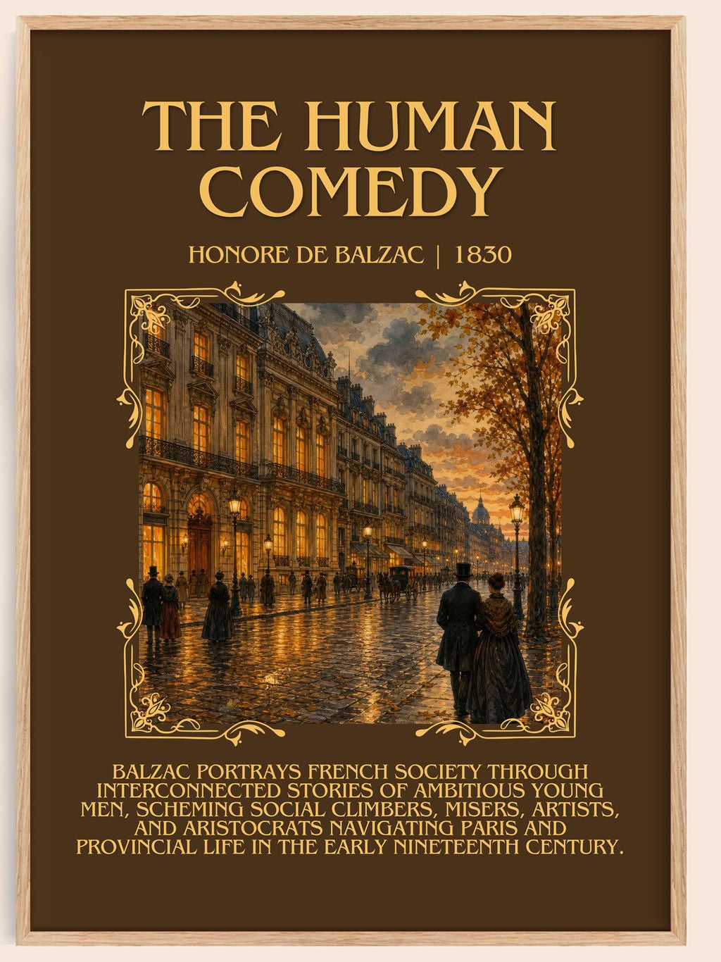 The Human Comedy Minimalist Book Poster by Honoré de Balzac – book poster