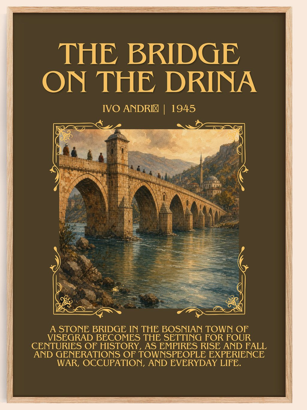 The Bridge on the Drina Minimalist Book Poster by Ivo Andrić – book poster