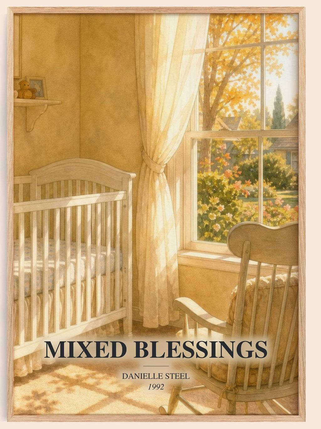 Mixed Blessings watercolour book poster by Danielle Steel – framed literary art print