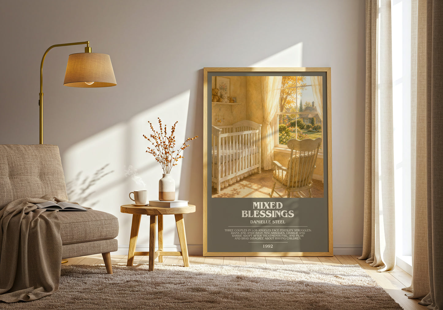 Mixed Blessings bookish print on bookshelf – Danielle Steel fan gift