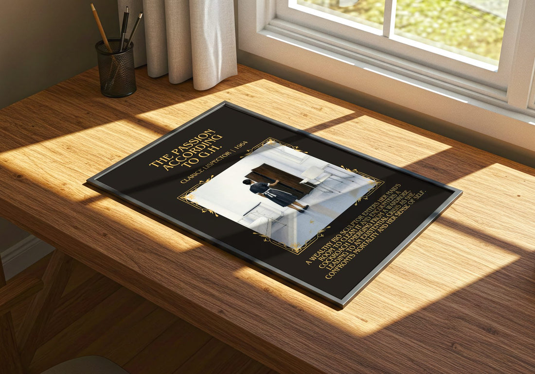 Passion According to G.H. Minimalist Book Poster by Clarice Lispector – print on a sunlit desk