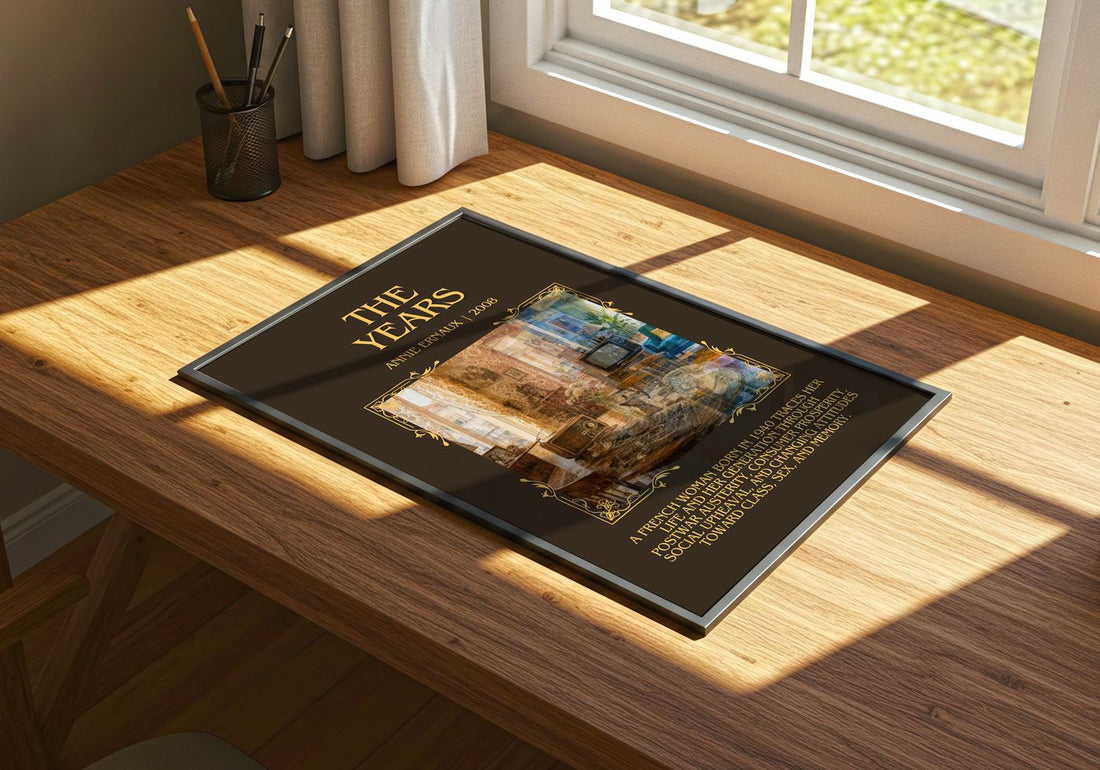 The Years Minimalist Book Poster by Annie Ernaux – print on a sunlit desk