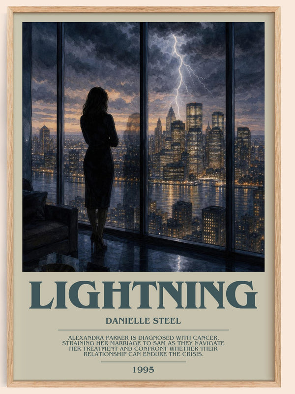 Lightning bookish book poster by Danielle Steel – framed literary art print