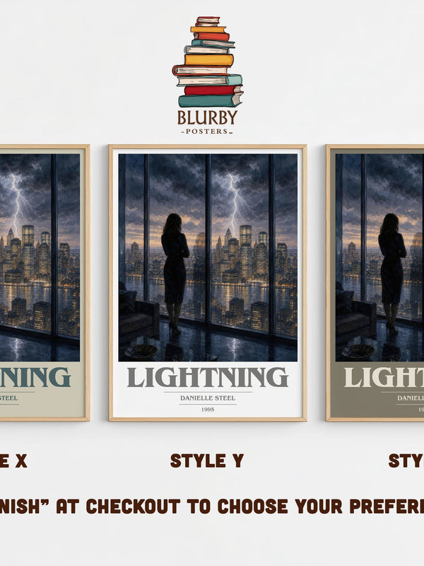 Lightning book cover print in frame leaning in hallway – romance wall art