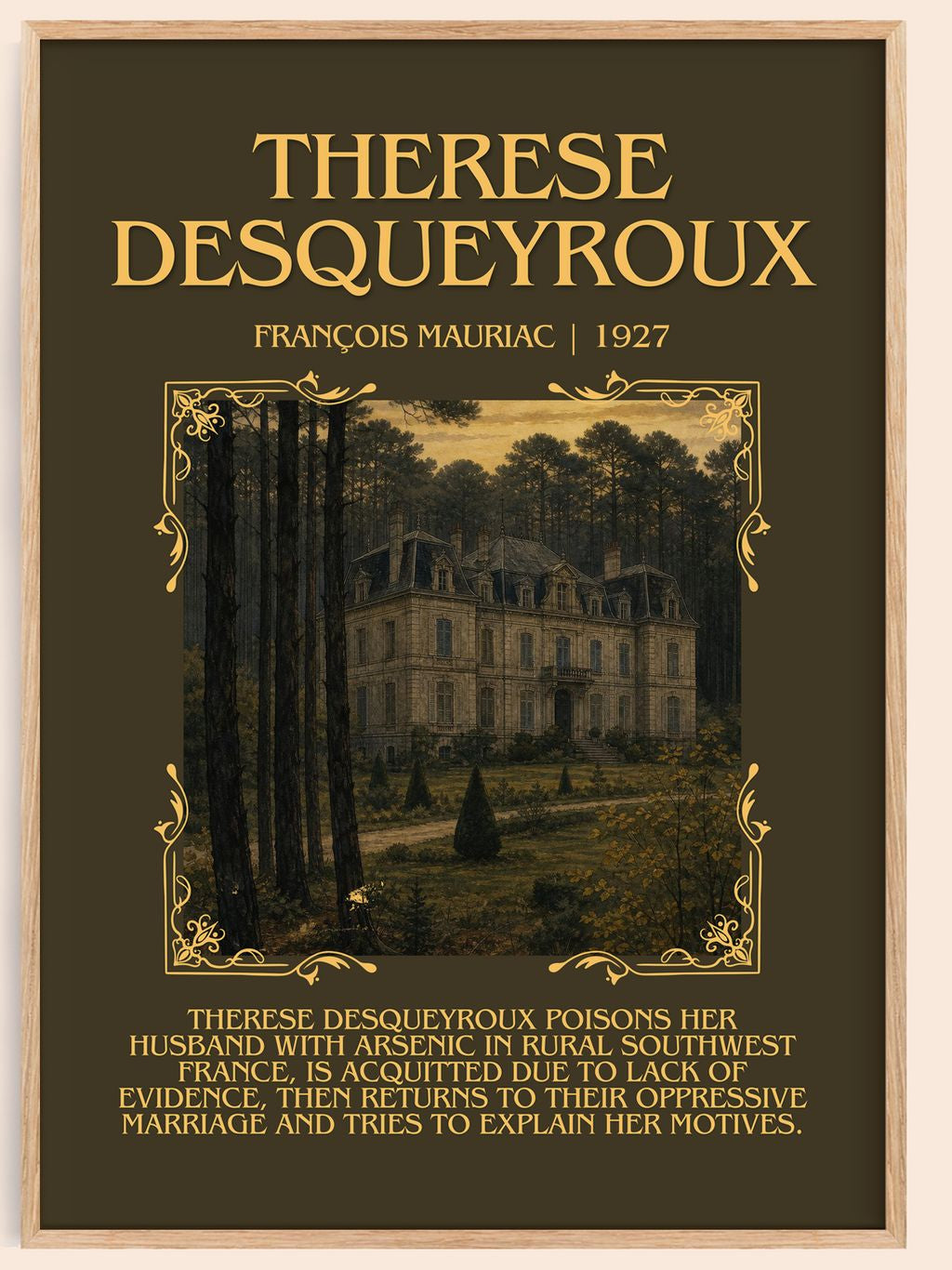 Thérèse Desqueyroux Minimalist Book Poster by François Mauriac – book poster