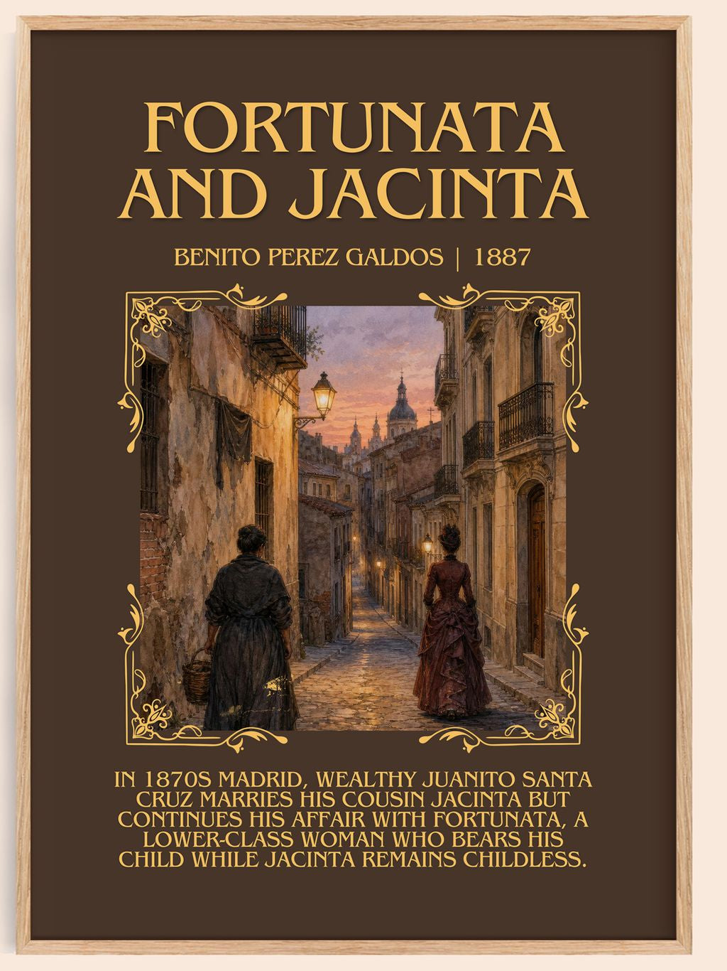 Fortunata and Jacinta Minimalist Book Poster by Benito Pérez Galdós – book poster