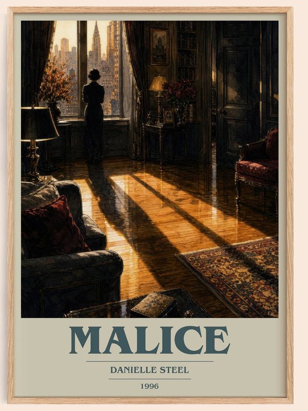 Malice book cover book poster by Danielle Steel – framed literary art print