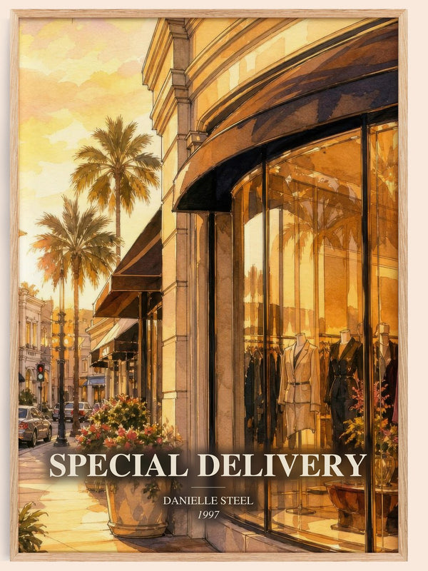Special Delivery watercolour book poster by Danielle Steel – framed literary art print