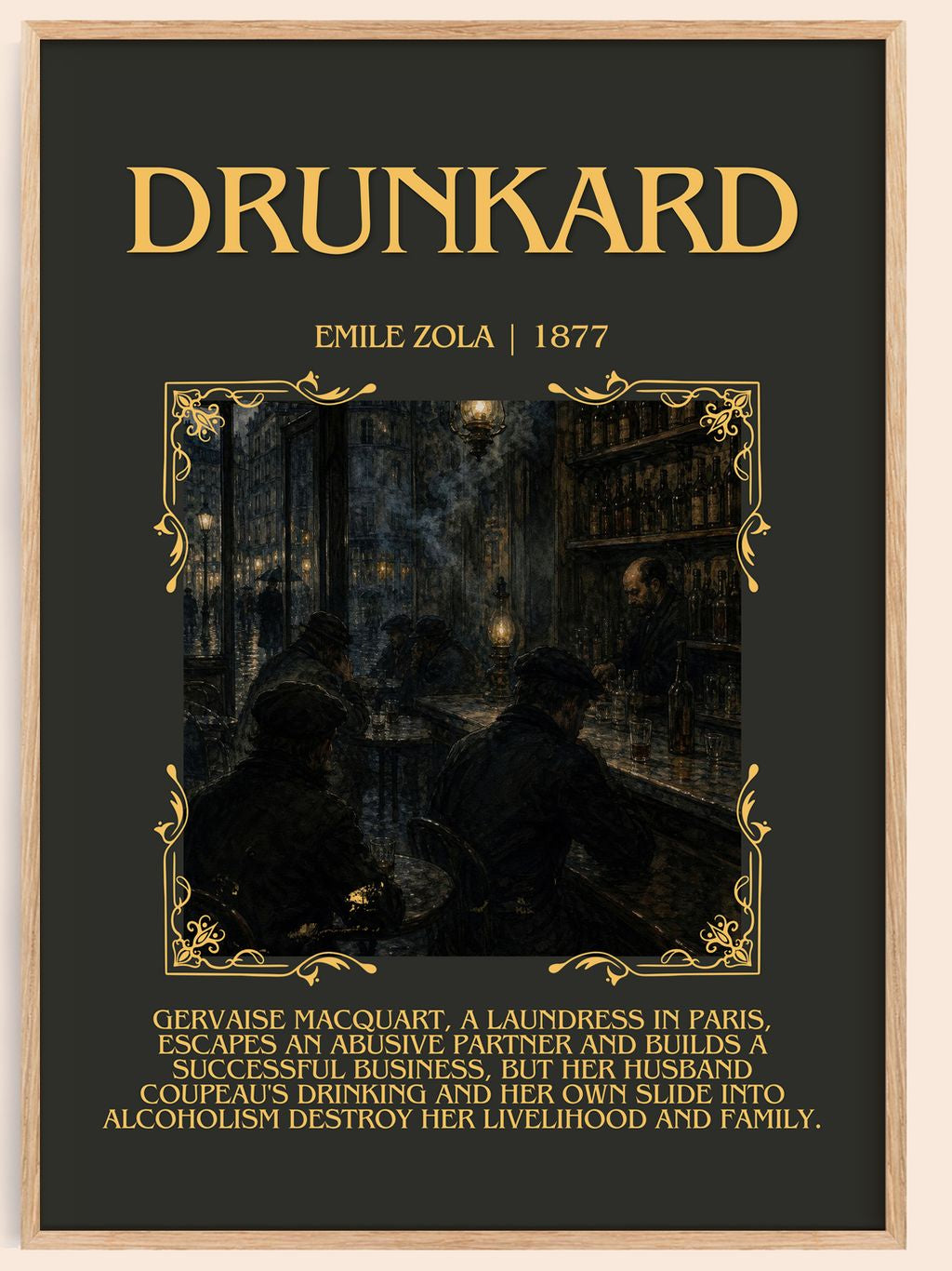 Drunkard Minimalist Book Poster by Émile Zola – book poster