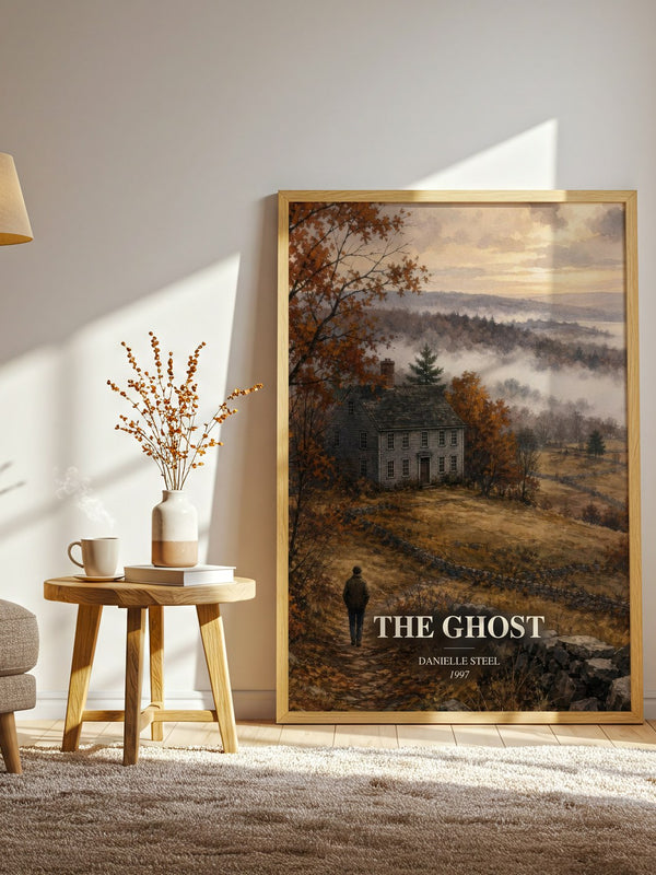 The Ghost watercolour print in frame leaning in hallway – romance wall art