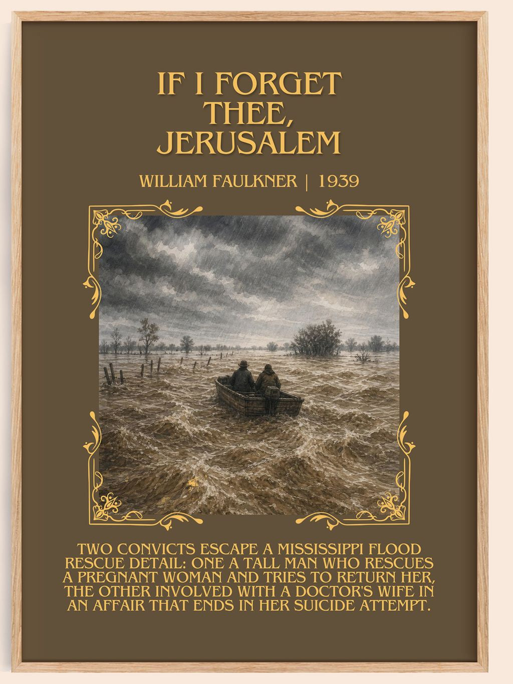 If I Forget Thee, Jerusalem Minimalist Book Poster by William Faulkner – book poster