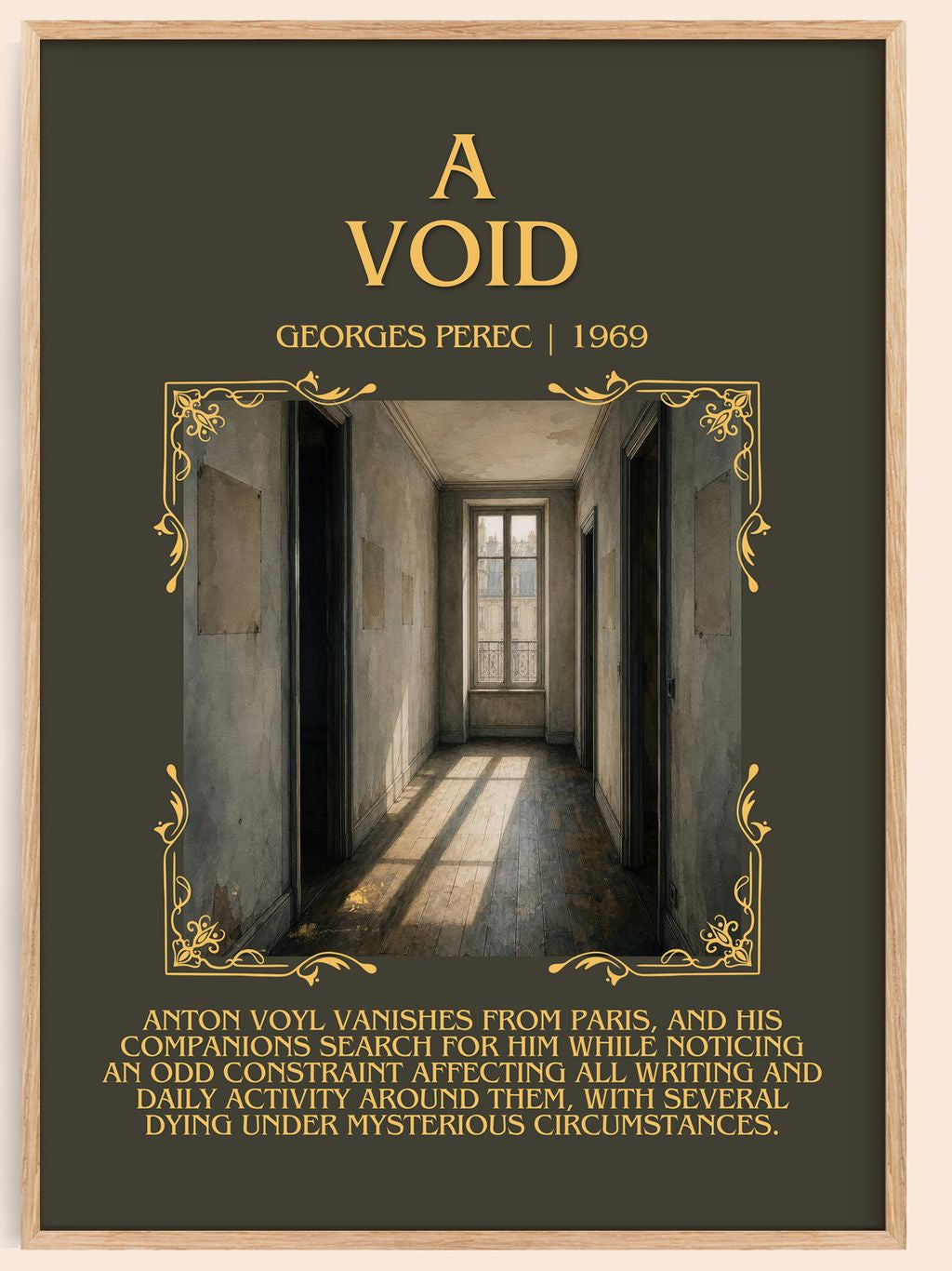 A Void Minimalist Book Poster by Georges Perec – book poster