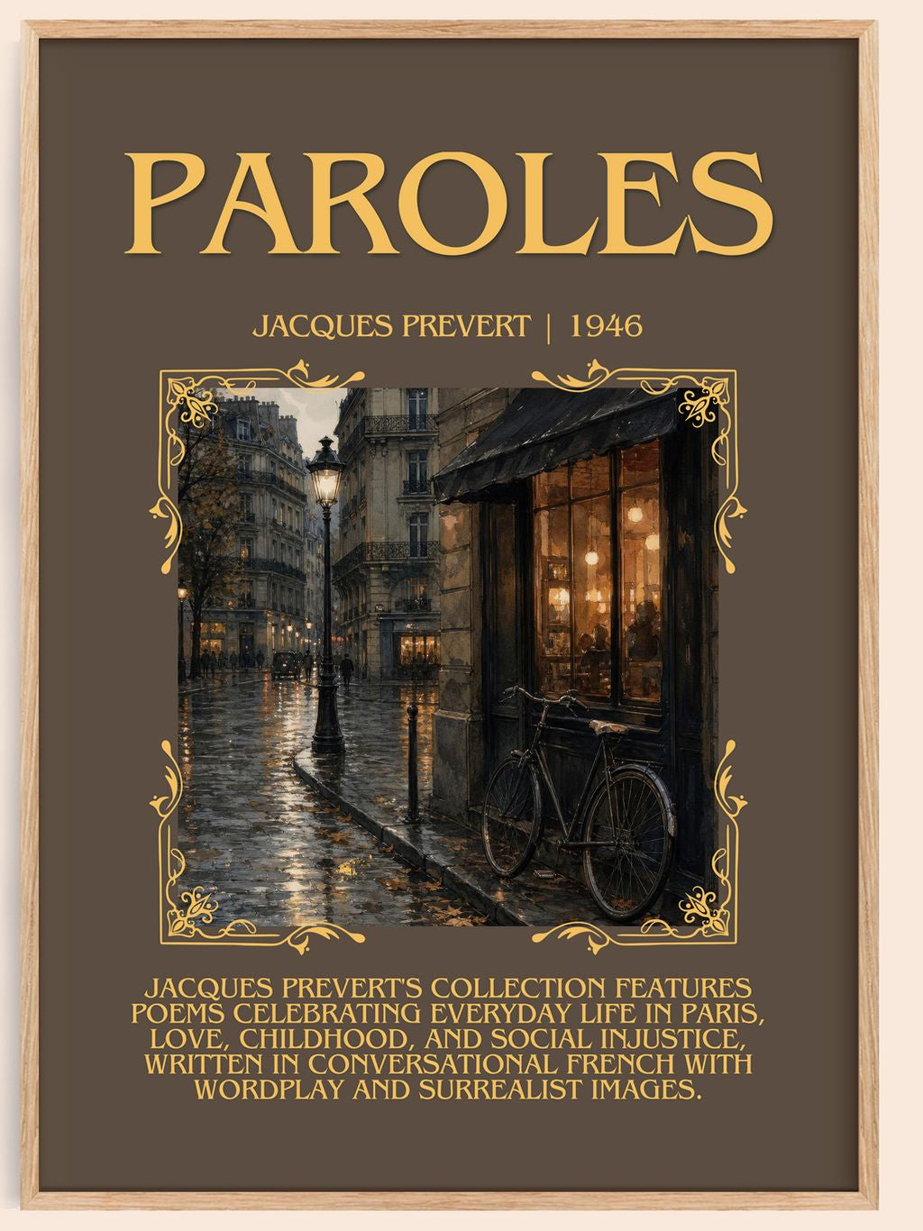 Paroles Minimalist Book Poster by Jacques Prévert – book poster