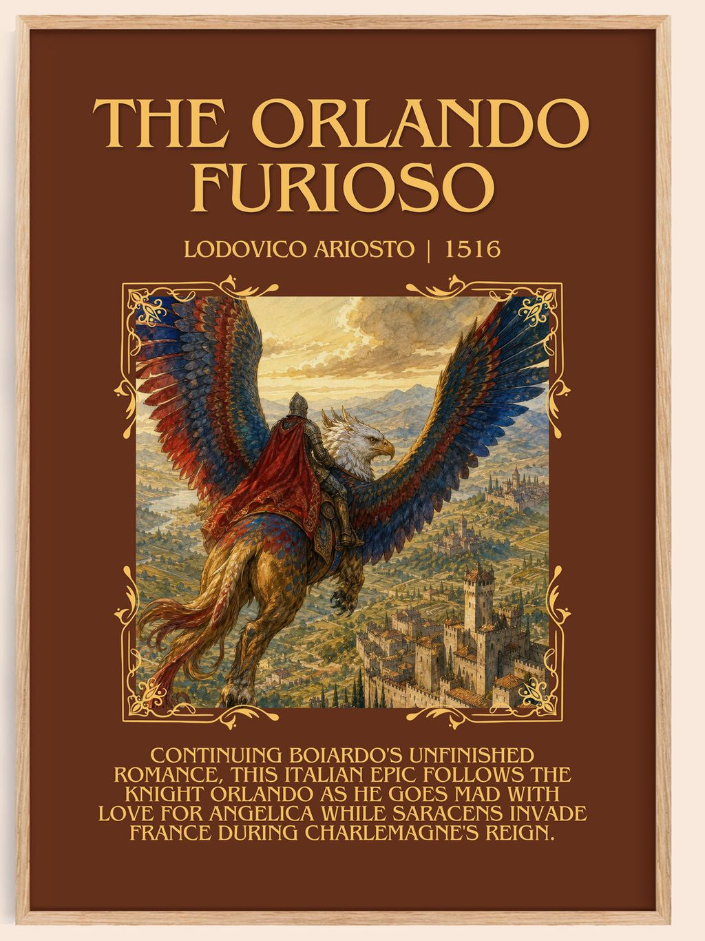 The Orlando Furioso Minimalist Book Poster by Lodovico Ariosto – book poster