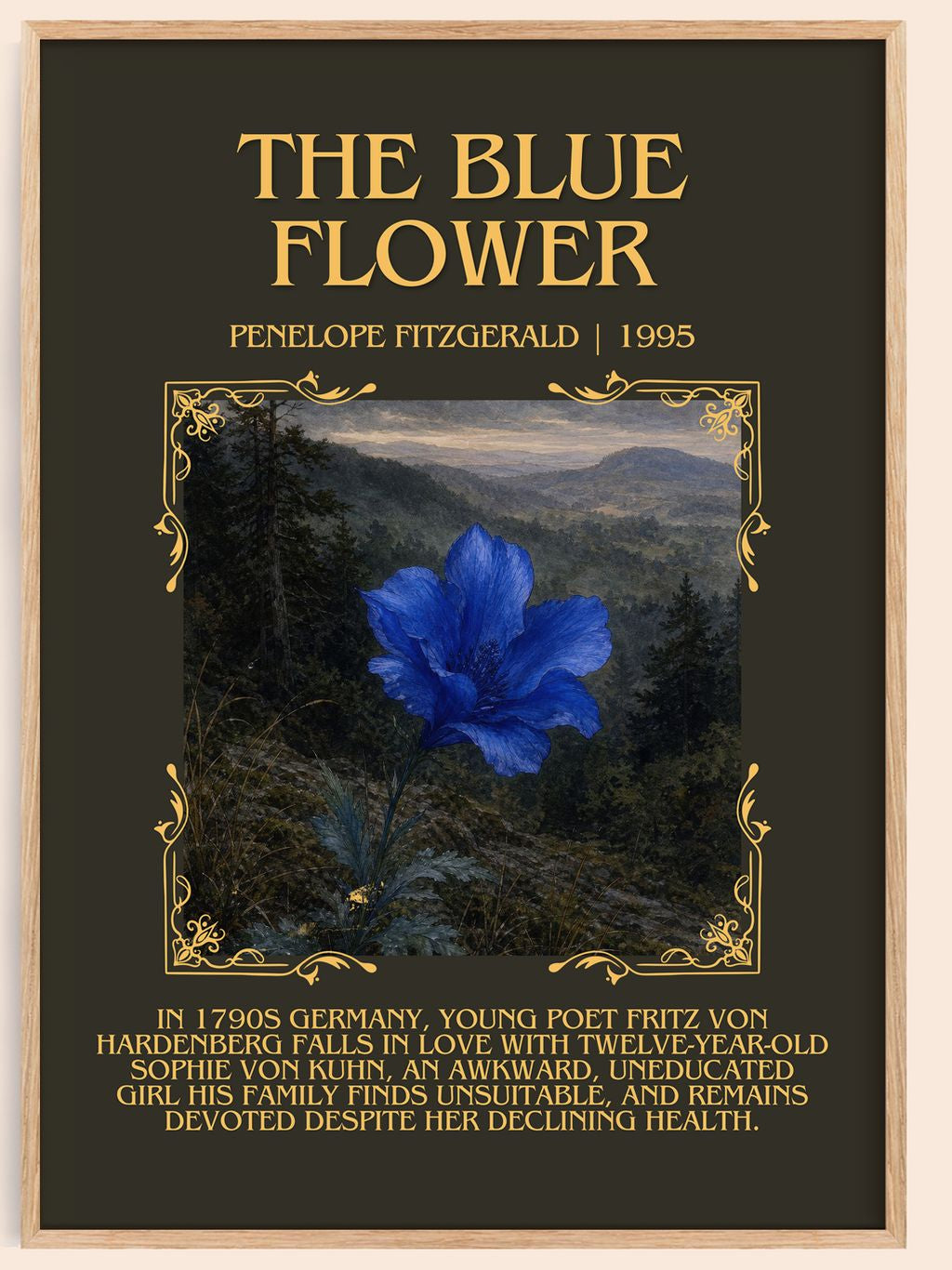 The Blue Flower Minimalist Book Poster by Penelope Fitzgerald – book poster