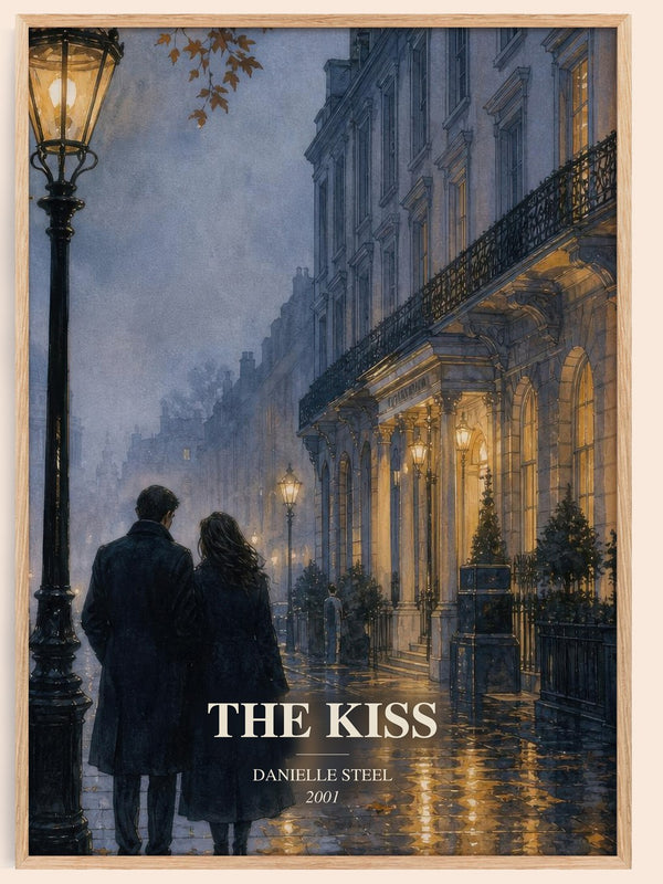 The Kiss watercolour book poster by Danielle Steel – framed literary art print