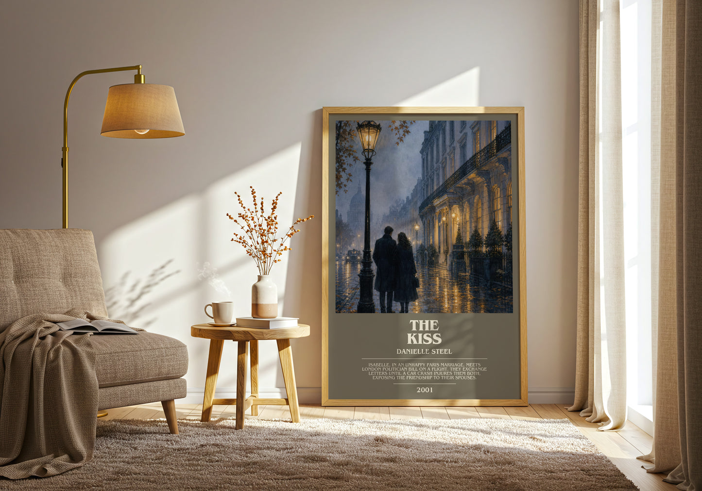 The Kiss bookish print on bookshelf – Danielle Steel fan gift