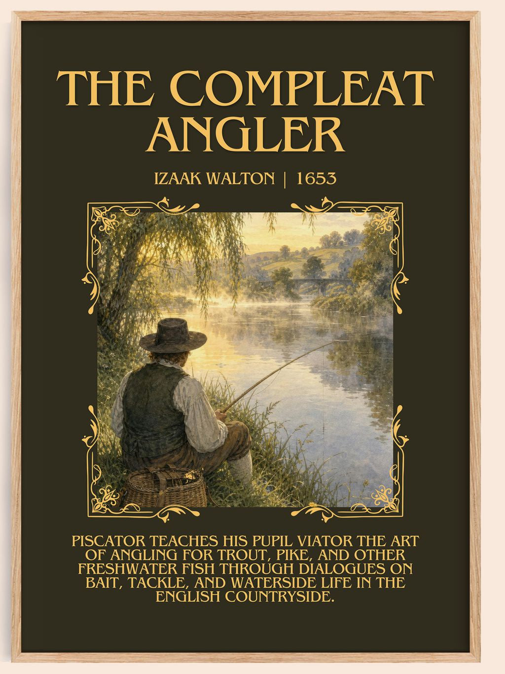 The Compleat Angler Minimalist Book Poster by Izaak Walton – book poster