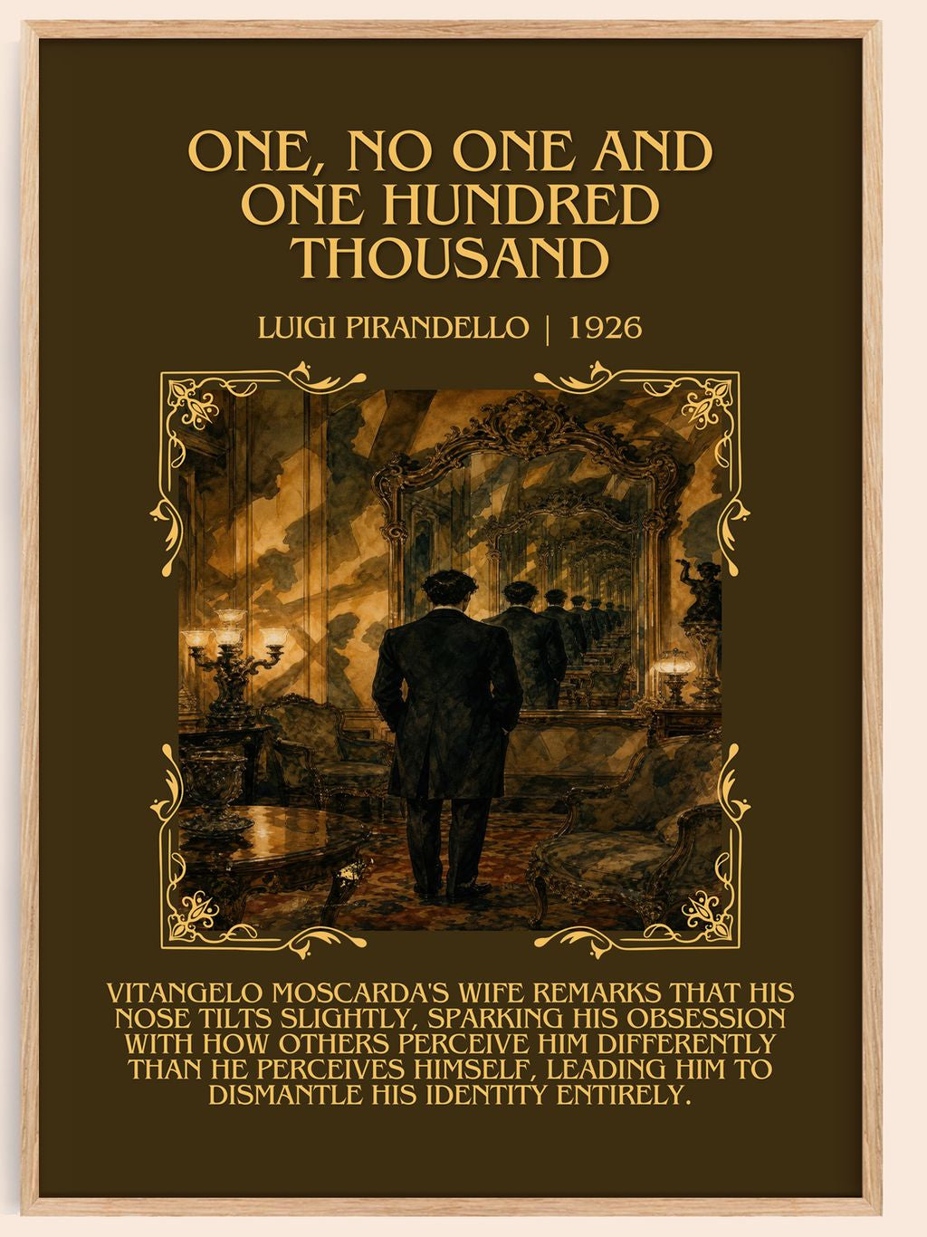One, No One and One Hundred Thousand Minimalist Book Poster by Luigi Pirandello – book poster