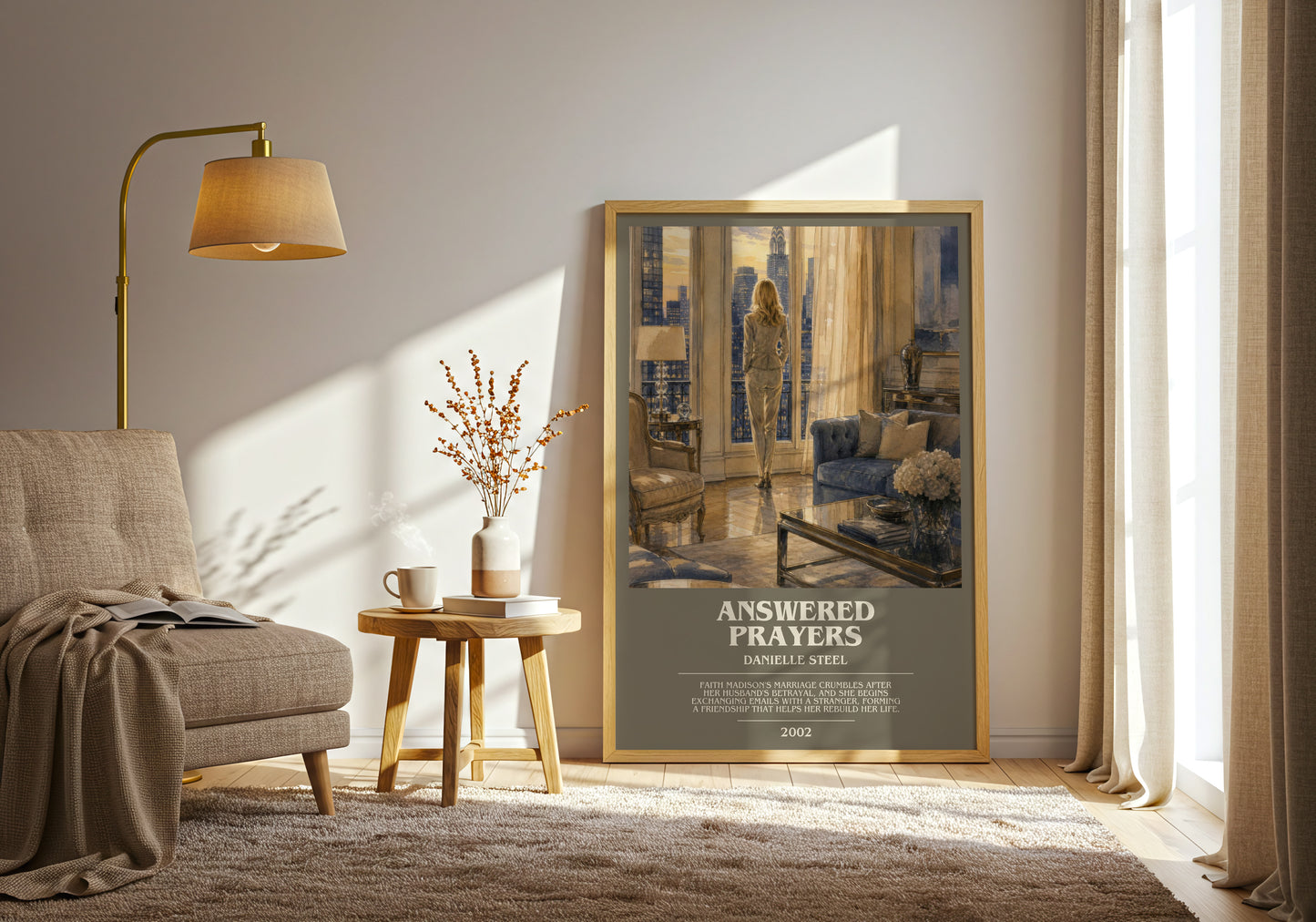 Answered Prayers bookish print on bookshelf – Danielle Steel fan gift