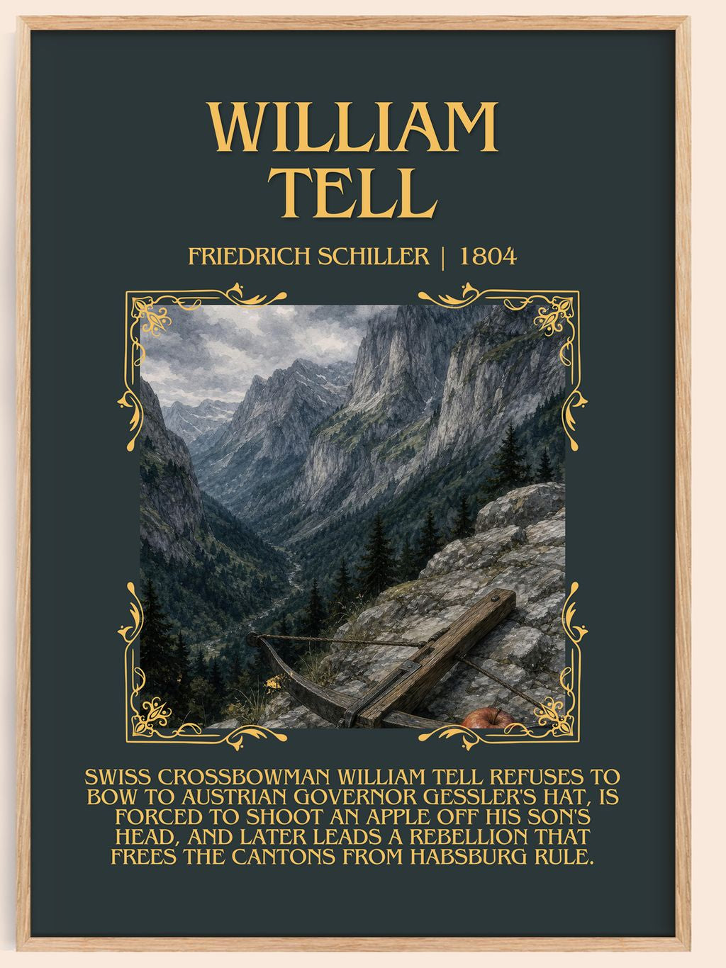 William Tell Minimalist Book Poster by Friedrich Schiller – book poster