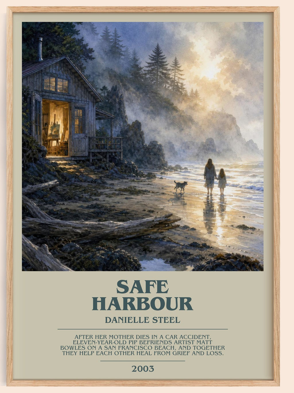 Safe Harbour bookish book poster by Danielle Steel – framed literary art print