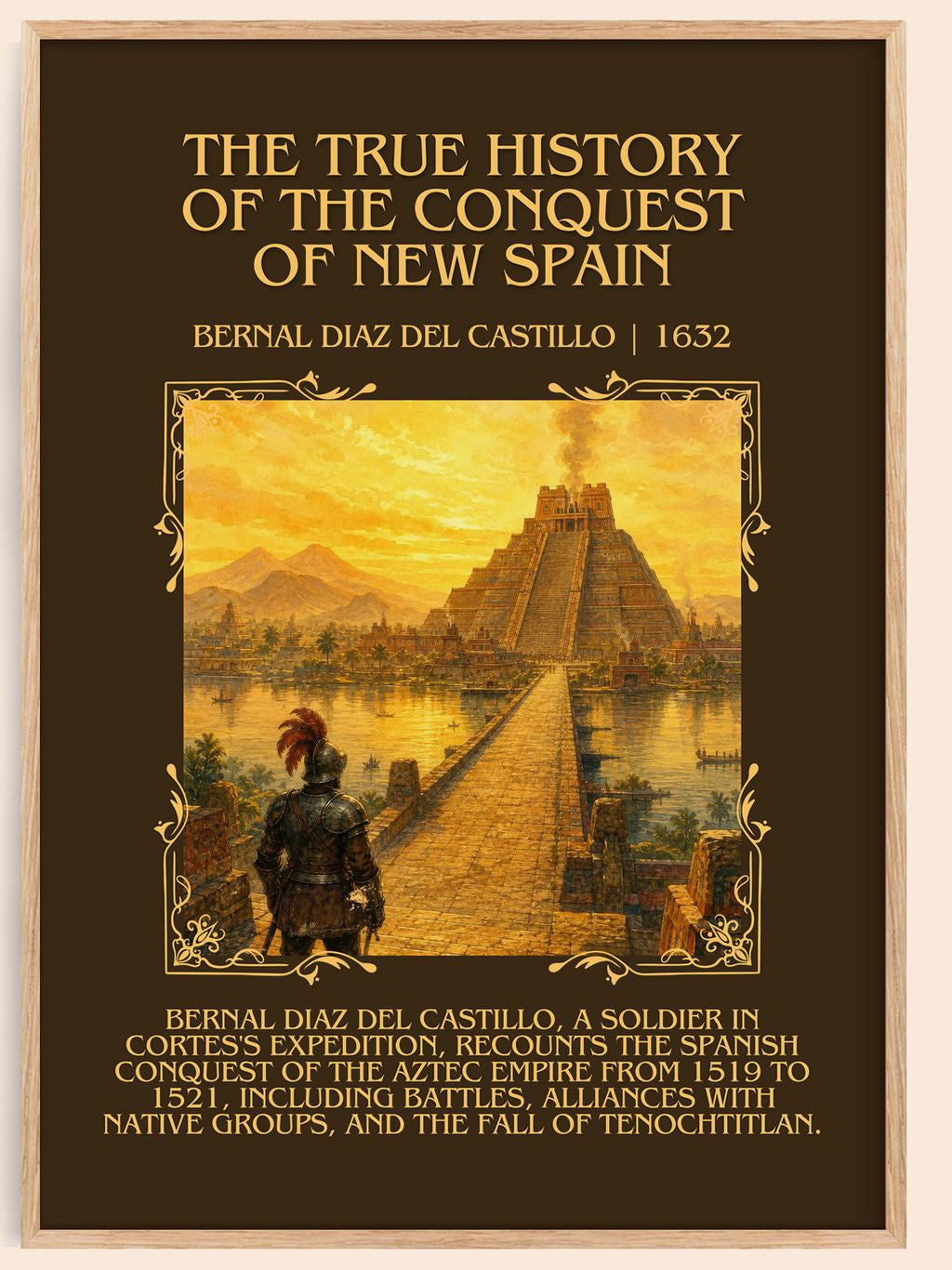 The True History of the Conquest of New Spain Minimalist Book Poster by Bernal Díaz del Castillo – book poster