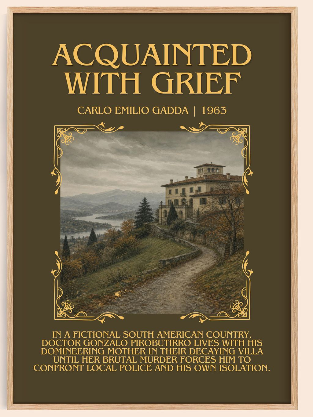 Acquainted With Grief Minimalist Book Poster by Carlo Emilio Gadda – book poster