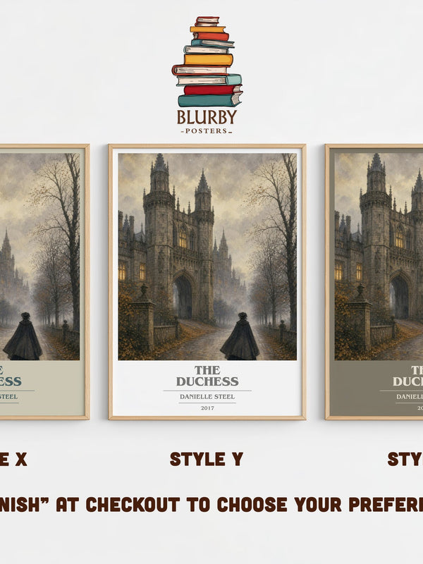 The Duchess book cover print in frame leaning in hallway – historical fiction wall art