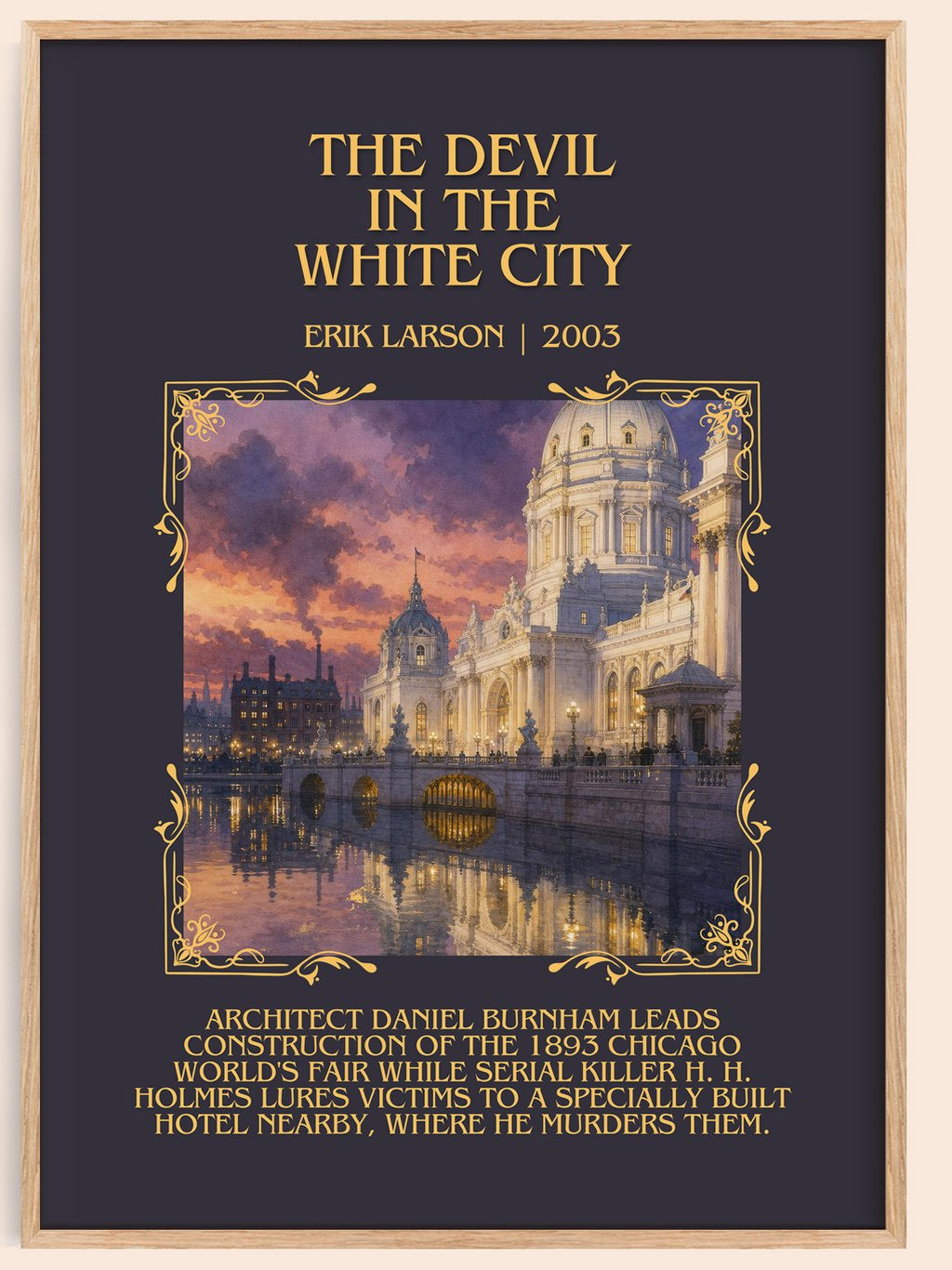 The Devil In The White City Minimalist Book Poster by Erik Larson – book poster