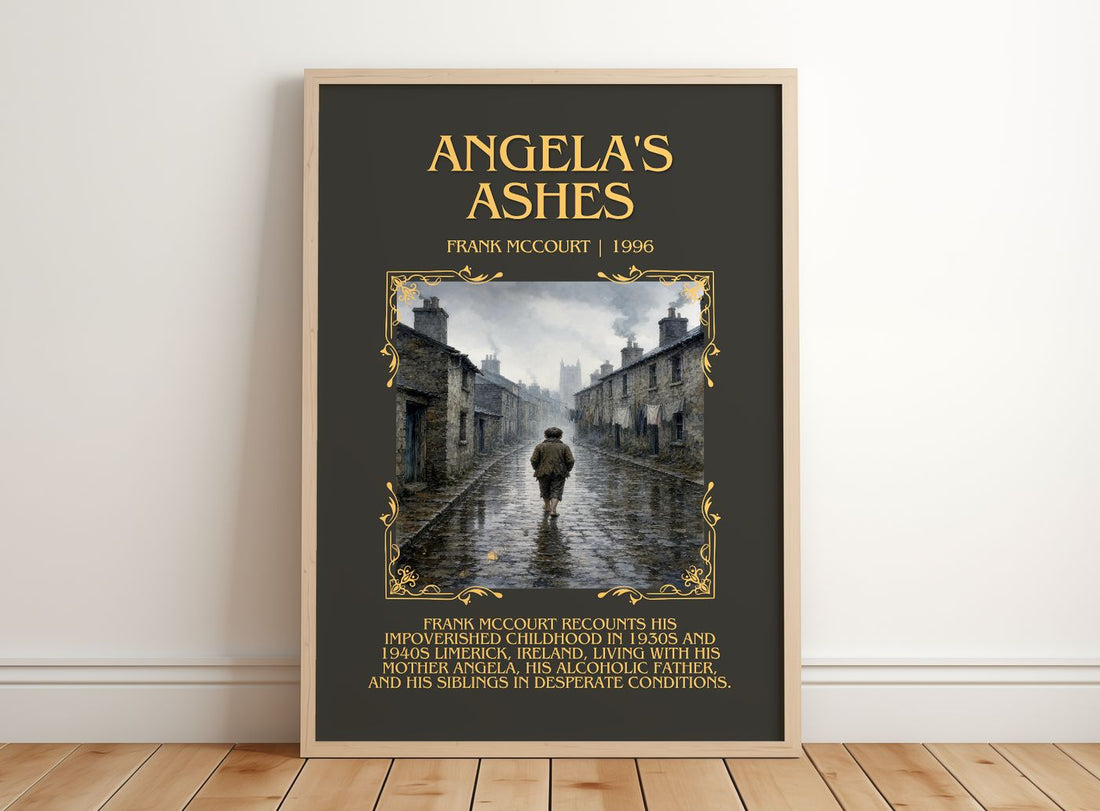 Angela's Ashes Minimalist Book Poster by Frank McCourt – framed print leaning on a wooden floor