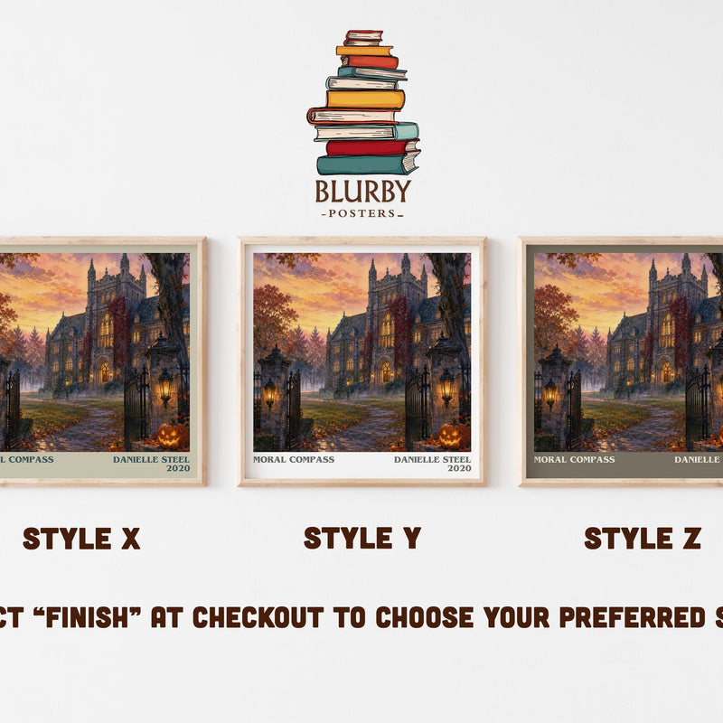 Moral Compass literary print in frame leaning in hallway – contemporary fiction wall art