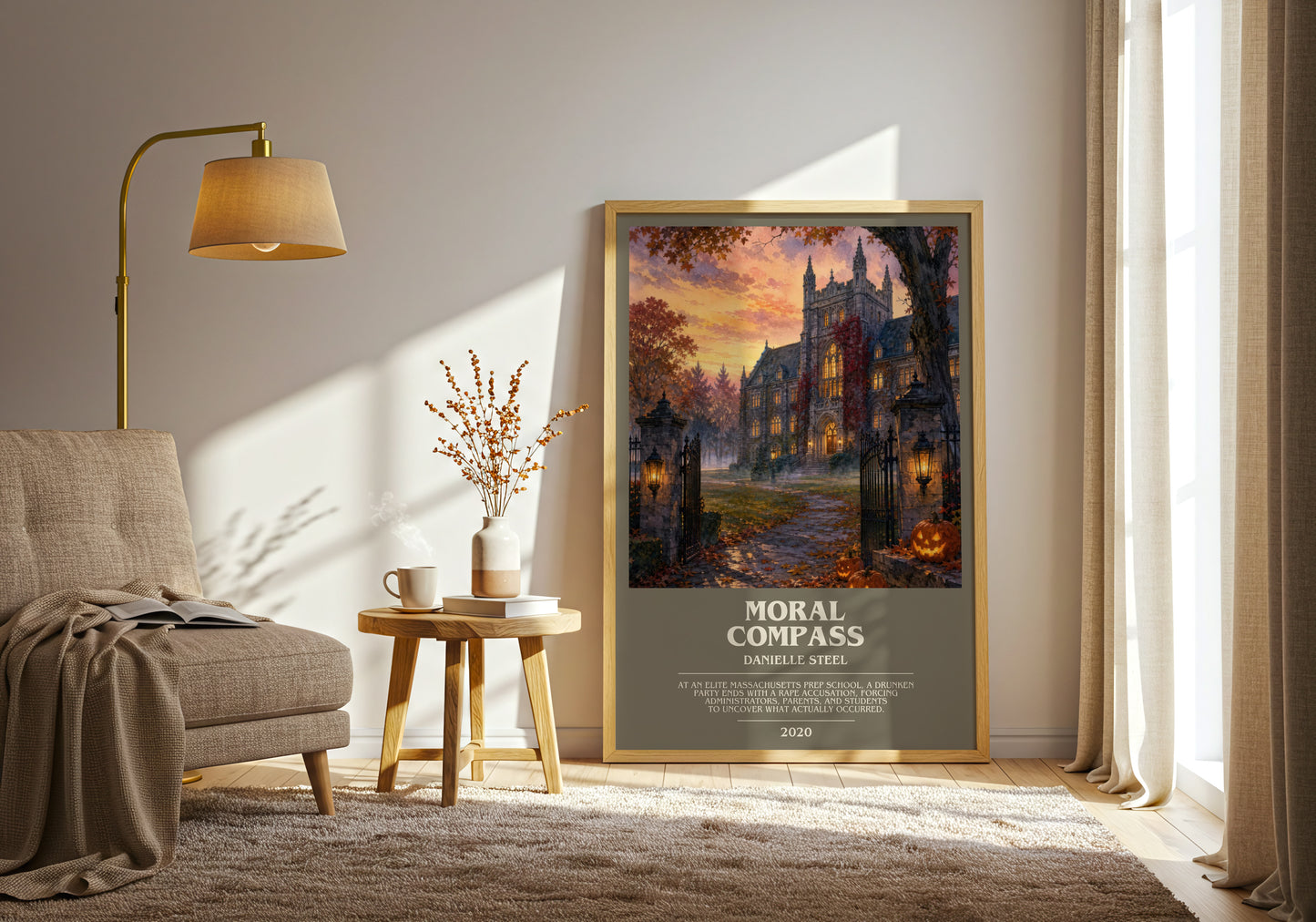 Moral Compass bookish print on bookshelf – Danielle Steel fan gift