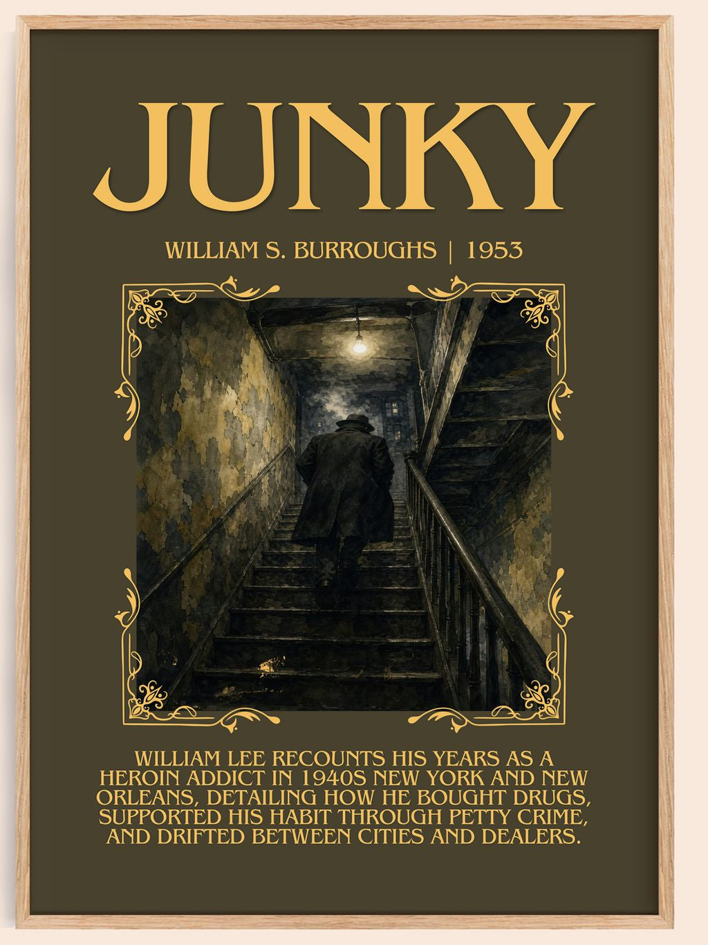 Junky Minimalist Book Poster by William S. Burroughs – book poster