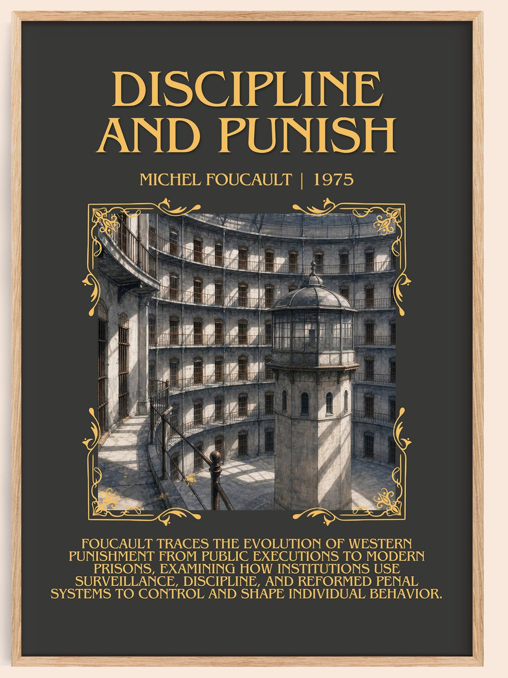 Discipline and Punish Minimalist Book Poster by Michel Foucault – book poster